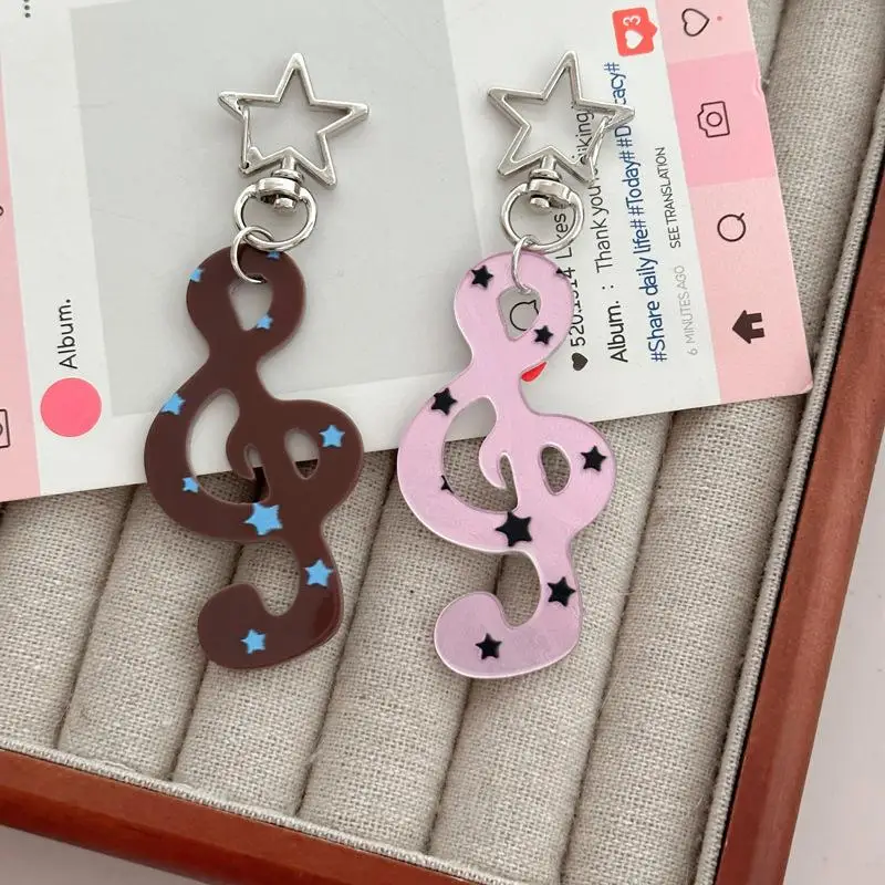 Modischer Cartoon-Acryl-Schlüsselanhänger, süß geformte Illustration, Musiknoten-Schlüsselanhänger, Kawaii-Taschenanhänger – Detail 5