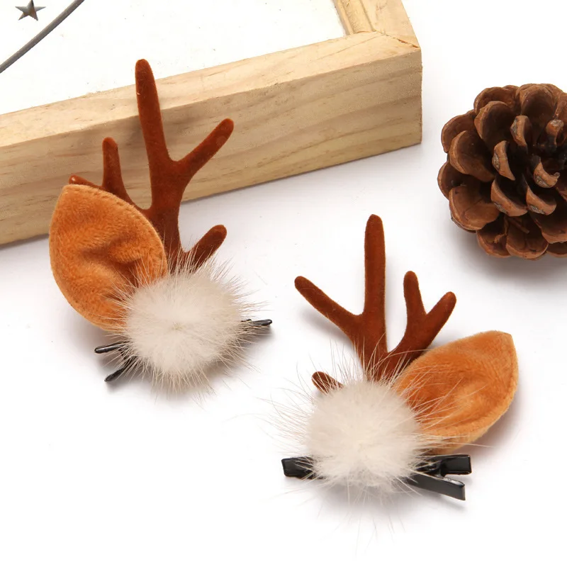2 Stück Weihnachten Rentiergeweih Haarspangen Niedliche Hirschgeweih Stirnbänder Hirschohren Haarnadeln Weihnachten Haarschmuck – Detail 8