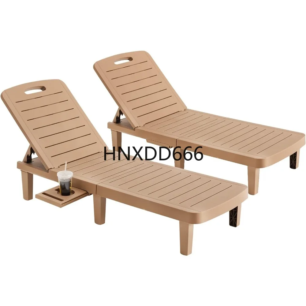 

Oversized Outdoor Chaise Lounge Chair Set of 2, 5-Level Adjustment Backrest, Extra Widen Chaise Easy Assembly for Pool Garden