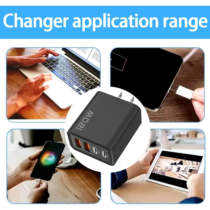 PD 120W USB Type C Quick Charger Dual Usb Typec EU/US/UK Plug Quick Charge3.0 Adapter for Samsung IPhone Xiaomi Google Universal