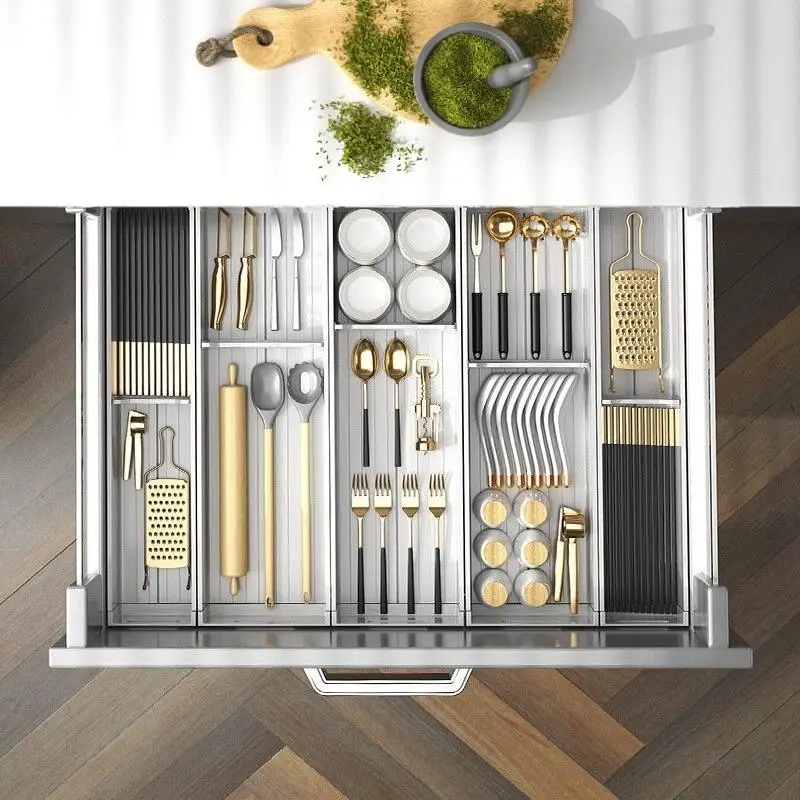 Kitchen Divider Container Drawer Storage Box Cutlery Separation Rack Chopstick Fork Spoon Rack Cabinet Desk Kitchen Organizer