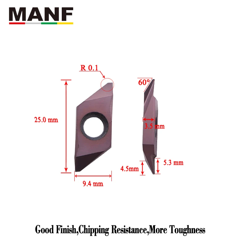 MANF TBP60AFR VB เหล็กสแตนเลสตื้นคาร์ไบด์แทรก CNC เครื่องตัดเครื่องกลึงโลหะเครื่องกลึงโลหะเครื่องมือแทรกสำหรับด้านหลังเปลี่ยน
