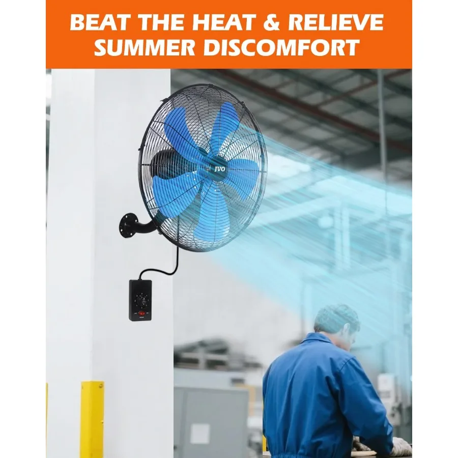 18 Inch Oscillating Wall Mount Fan with 4200 CFM High Velocity for Industrial and Heavy Duty Use 3 Speed Settings Durable Metal