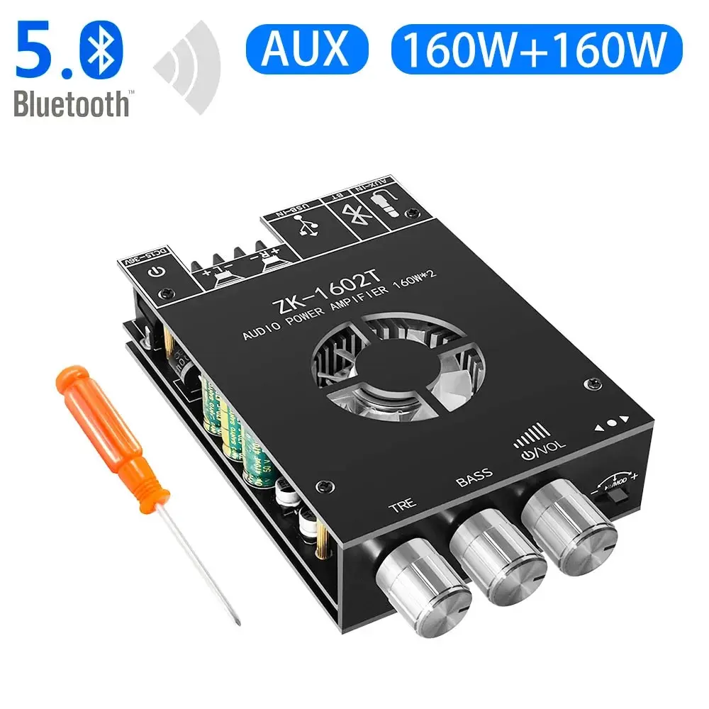 ZK-1602T TDA7498E Bluetooth 5.0 Subwoofer Amplifier Board 2*100W 2.0 Channel High Power USB Audio Stereo Amplifier Board AMP