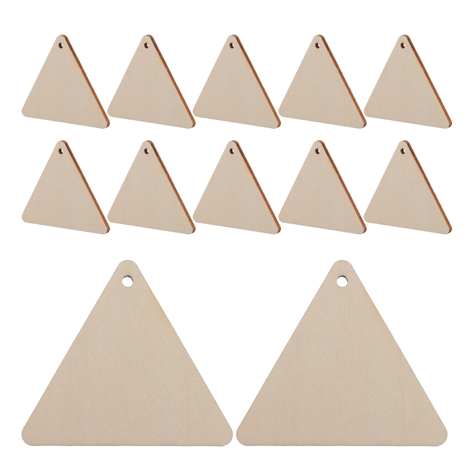 

75Pcs Wooden Triangle Slices with Hole Unfinished Wood Cutouts for Crafts DIY Wood Hanging Ornaments Triangle Shaped Decor Craft
