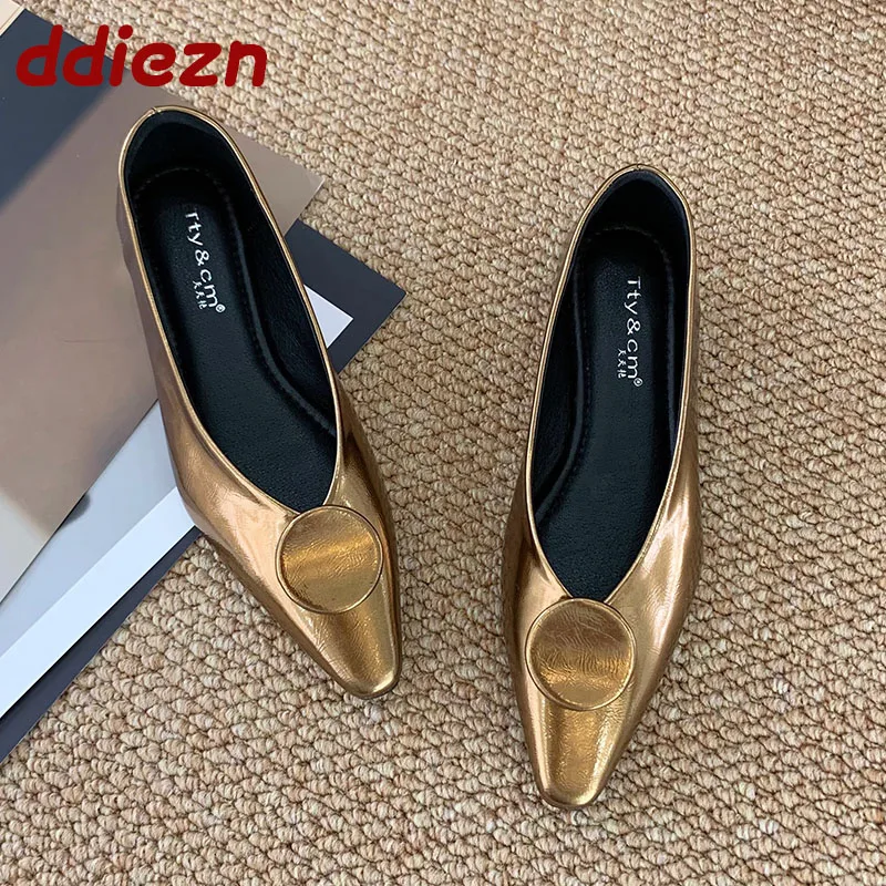 

Новинка 2023 года, весна-лето, женские туфли на плоской подошве с острым носком, модные женские туфли без шнуровки на плоской подошве, женские шлепанцы