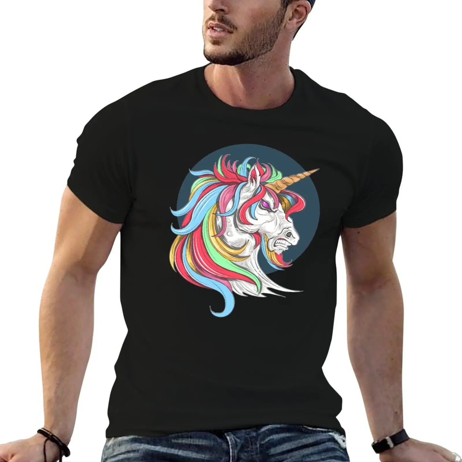 Angry unicorn T-Shirt rapper graphic tees luxury designer Men's clothing