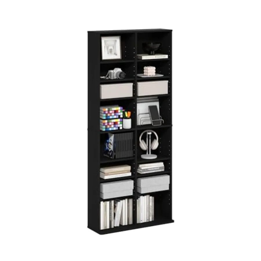 

Jaya DVD Shelf Wide CD Rack Media Shelf with Adjustable Shelves 8 x 2 DVD Storage Cabinets for CD Blueray Game Disc Easy Assemb