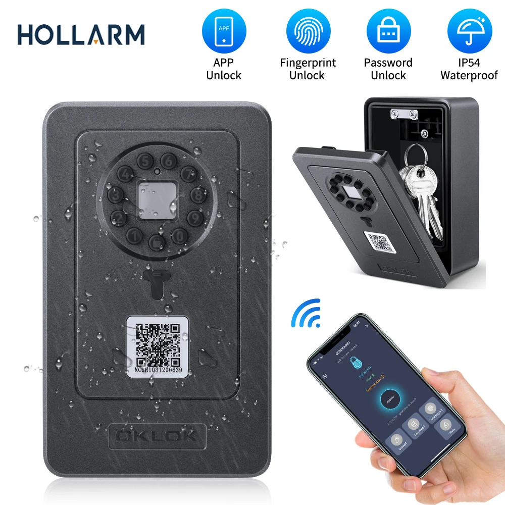 Hollarm-caja fuerte con huella dactilar, caja de seguridad Digital con Bluetooth, Wifi, aplicación de acceso remoto, montaje en pared, combinación de cajas de seguridad