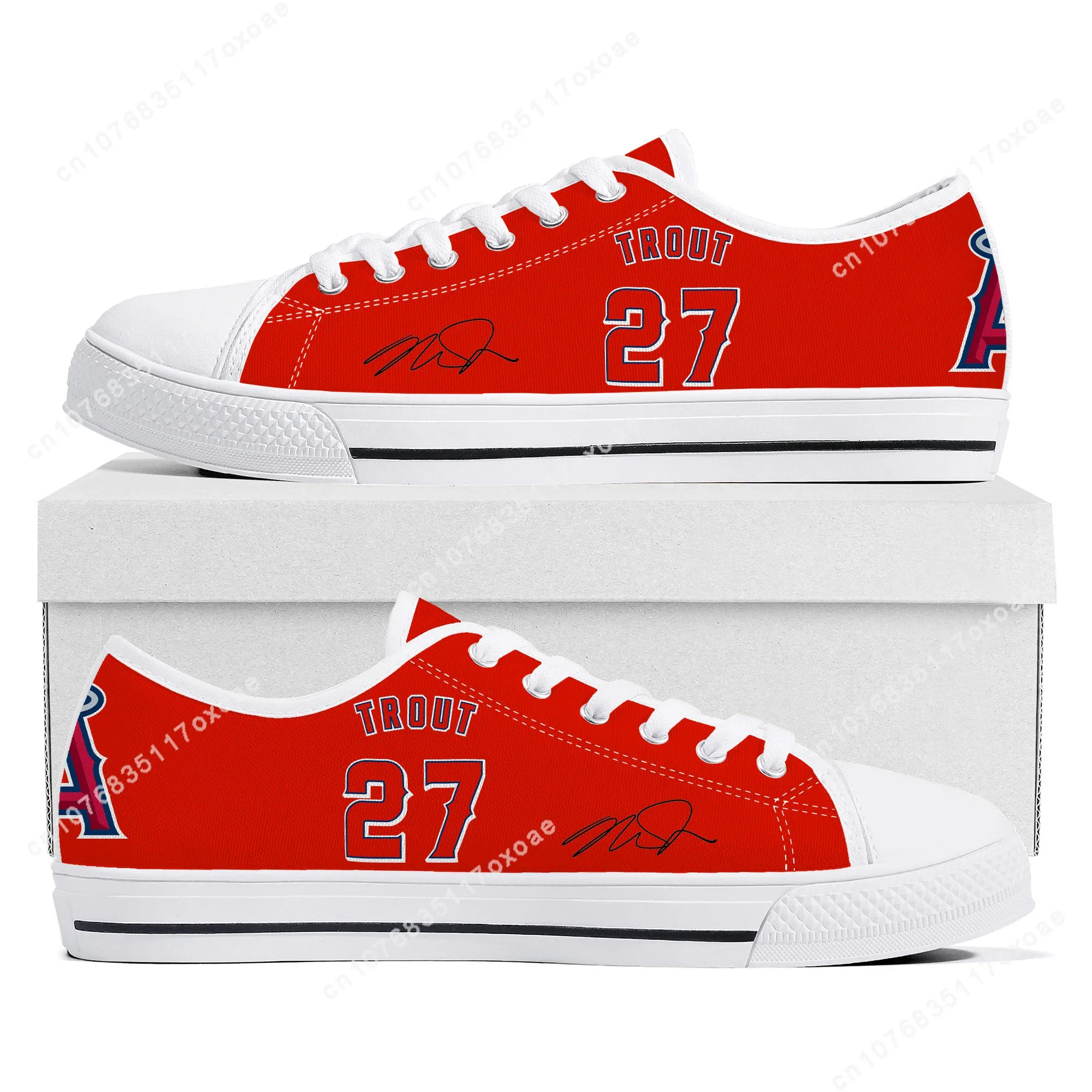 

Los Angeles baseball Low Top Sneakers Mens Womens Teenager Angels Mike Trout NO 27 America Canvas Sneaker Shoes Custom Shoe