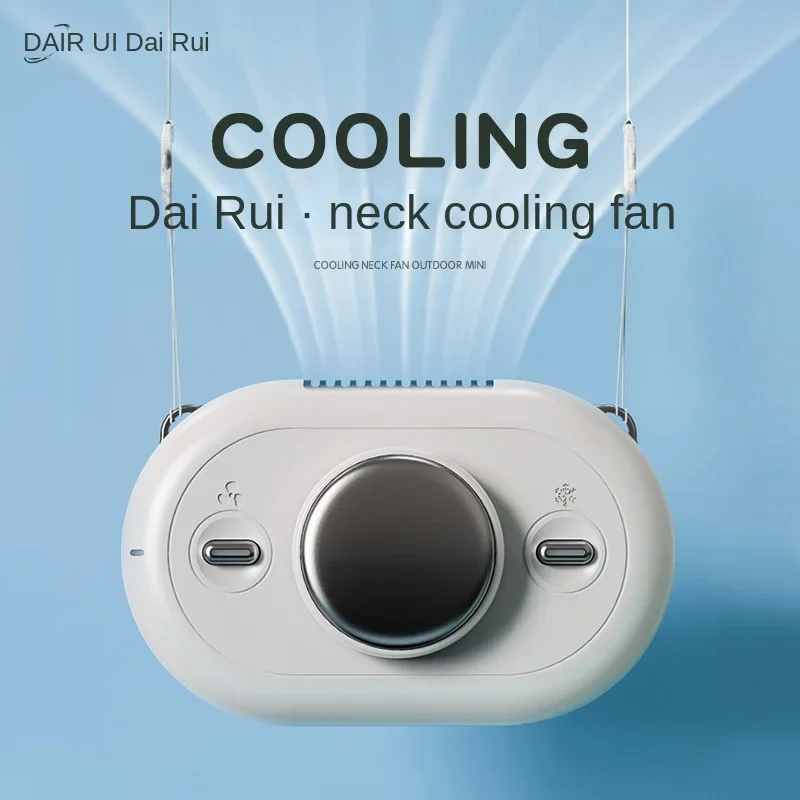 Hanging neck fan, outdoor mini office USB charging and cooling device, portable desktop handheld fan