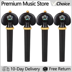 4pcs Violin Tuning Pegs Carved Ebony Abalone Shell Violin Tuning Pegs Tuners Knobs Open Hole String Instrument Accessories