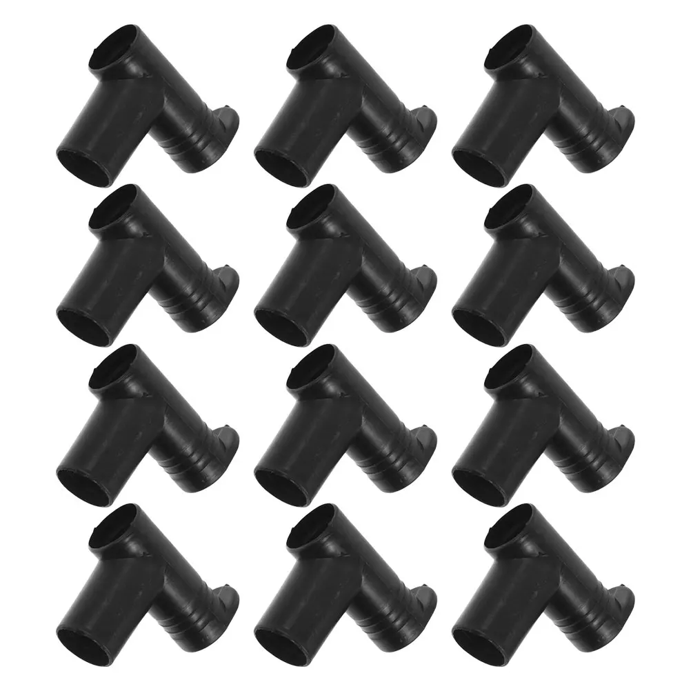 

12pcs Clothes Drying Rack Connectors Black Plastic Tube Joints For Floor Standing Rail Clamps Enhanced Stability Telescopic