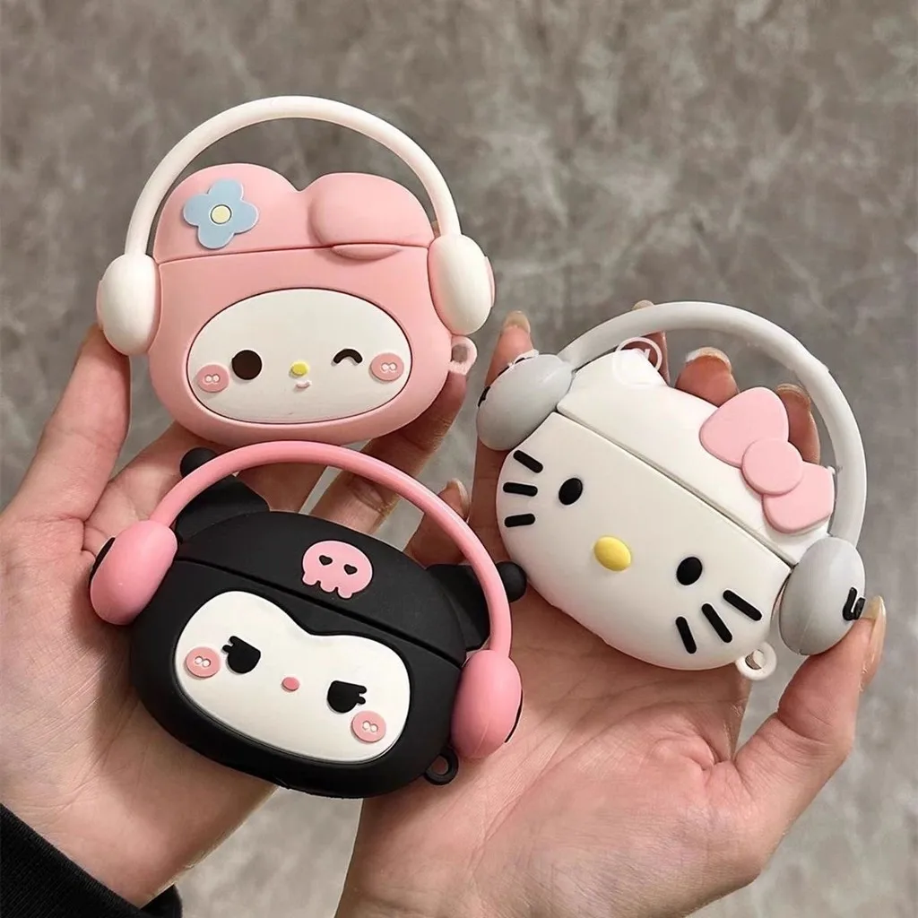 

Cute 3D Cartoon Music Earphones Case for AirPods 4 3 2 1 Pro Pro2 Wireless Bluetooth Earphone Protective Cover