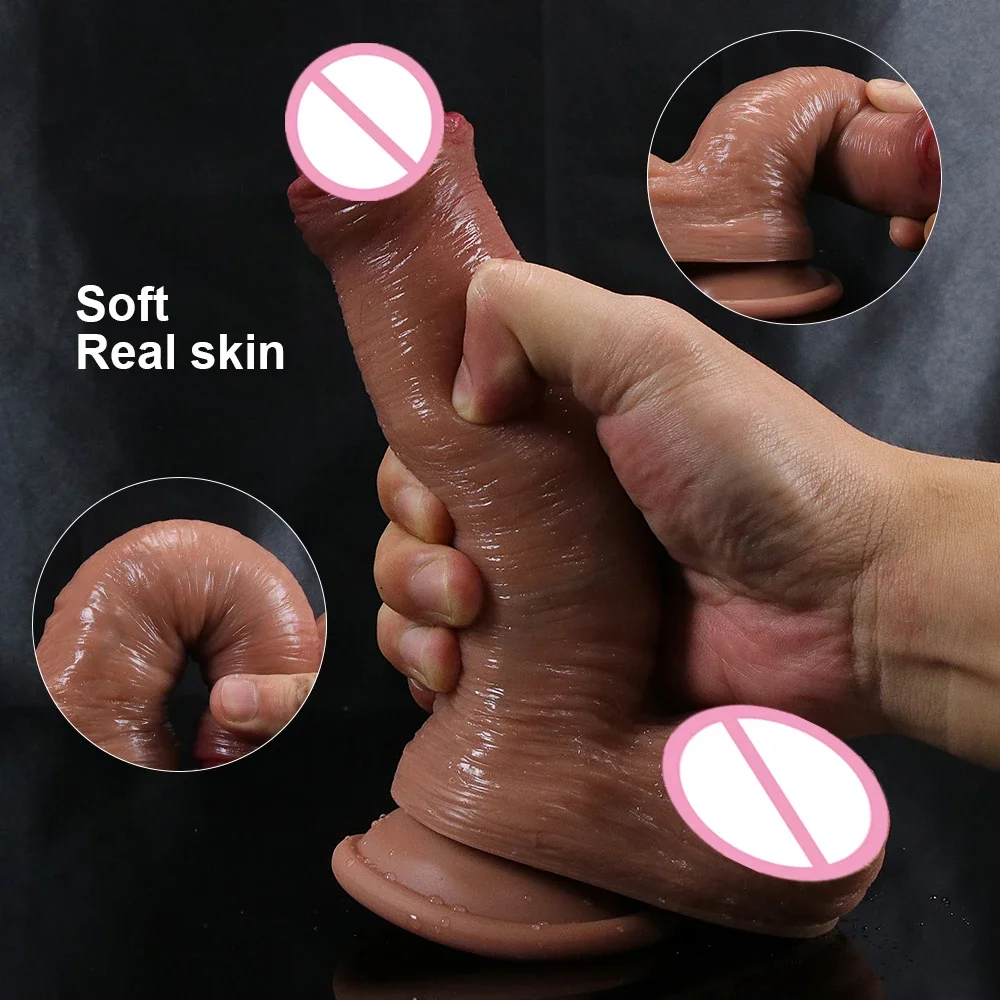 Skin Feeling Huge Realistic Dildo Silicone Penis Soft And Flexible With Suction Cup For Women Masturbation Lesbain Anal Sex Toy