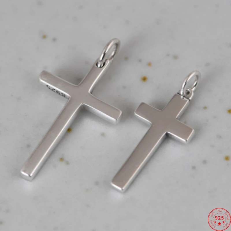 Colgantes de plata de ley S925 para hombres y mujeres, oración de Cristo, Jesús, Cruz suave Simple, joyería Punk, nueva moda