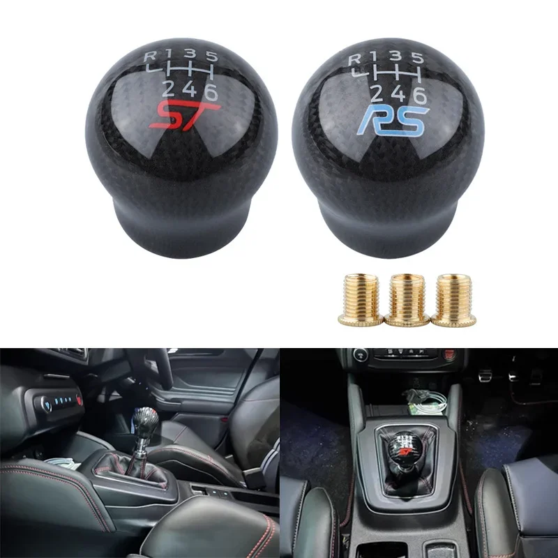 

6 Speed ST RS Racing Carbon Fiber Gear Shift Knob Fit For Ford Focus ST RS Fiesta ST Car Handball Aluminum Alloy Car Accessories