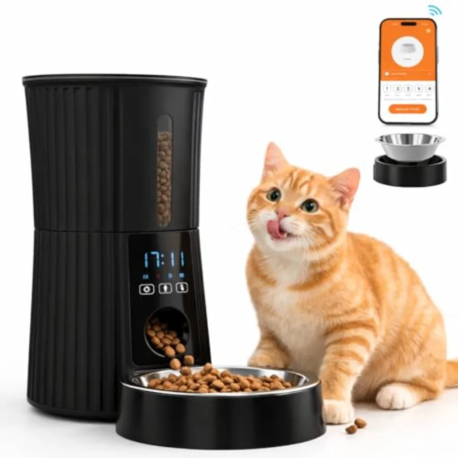 

Automatic Cat Feeder Wi-Fi - 4L Dry Food Dispenser for Cat and Dog with APP Control 10 Meals 10s Voice Recorder Programmable 50