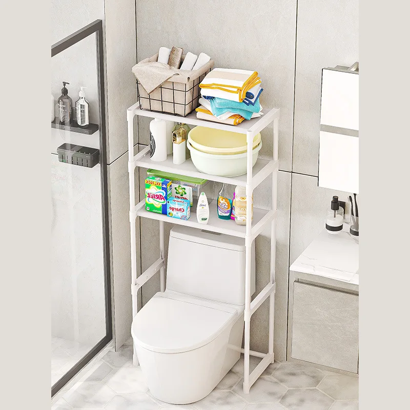 Over The Toilet Storage Rack Perforation-Free Storage Shelf Multilayer Washing Machine Shelf Space-Saving Bathroom Accessories