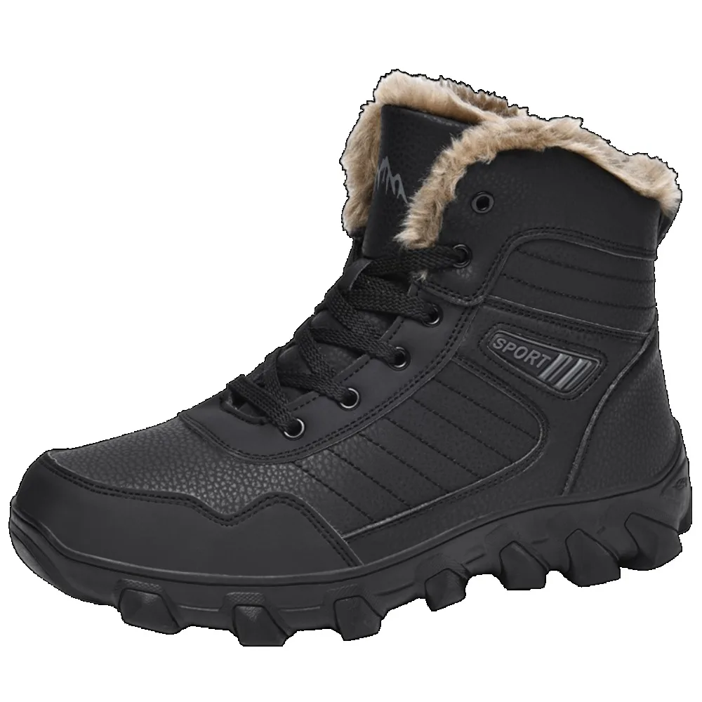 

Genuine Leather Men Shoe Winter Snow Boots Warm Hiking Boots Waterproof High Top Men's Boots Outdoor Sneakers Ankle Boot Walking
