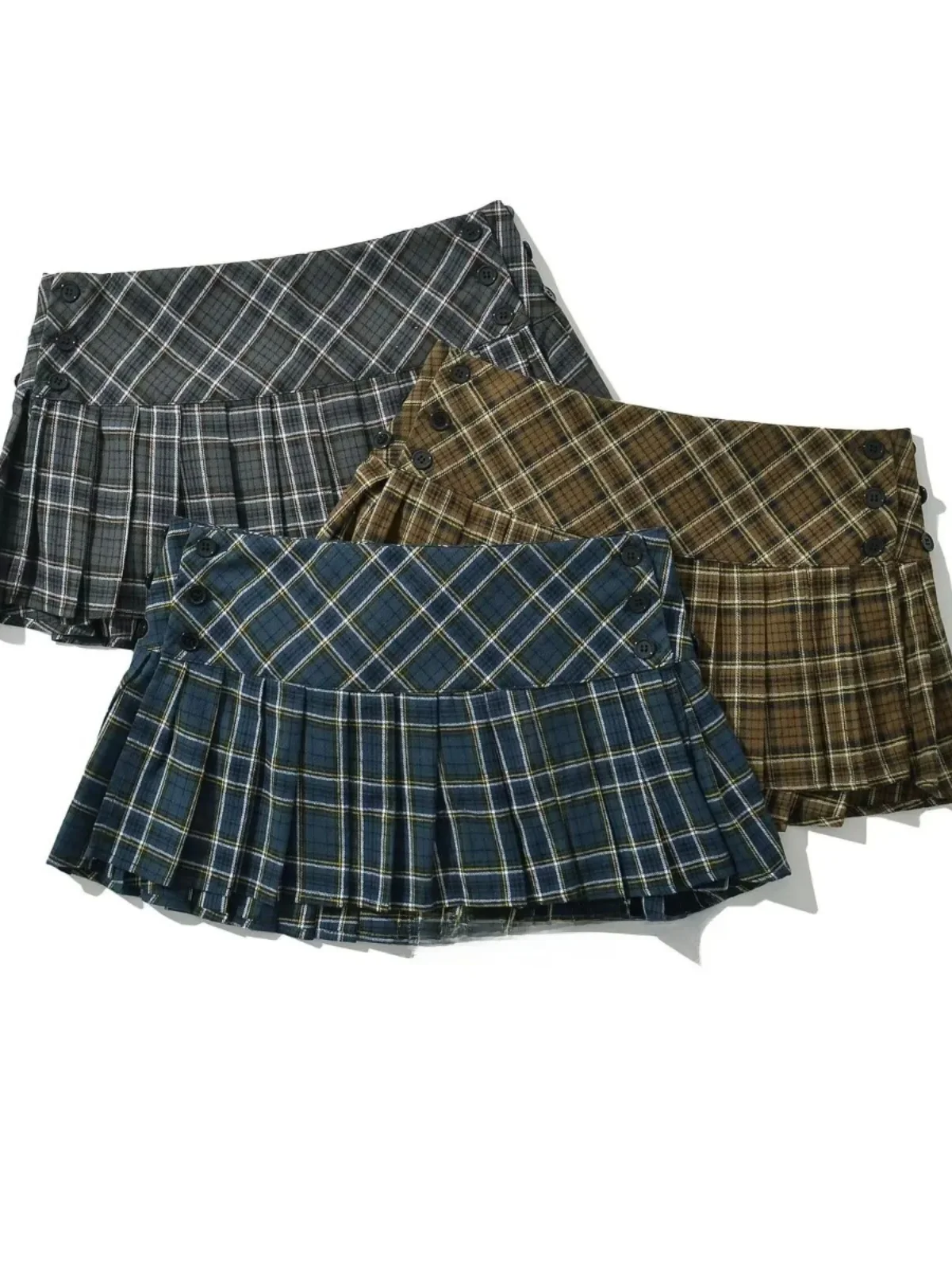 

Плиссированная юбка трапециевидной формы в клетку с низкой талией, уличная юбка-миди, обычная тонкая женская юбка длиной до пола с клетчатым узором