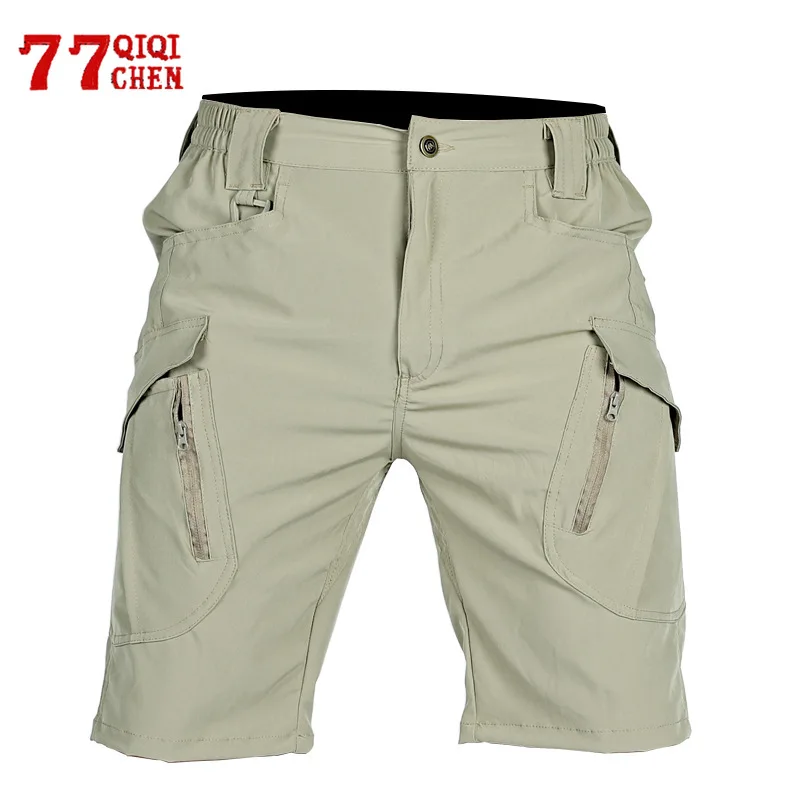 Men IX9 Quick Dry Tactical Shorts Summer Waterproof Breathable Multi-Pockets Military Cargo Pants Fashion Casual Loose Overalls