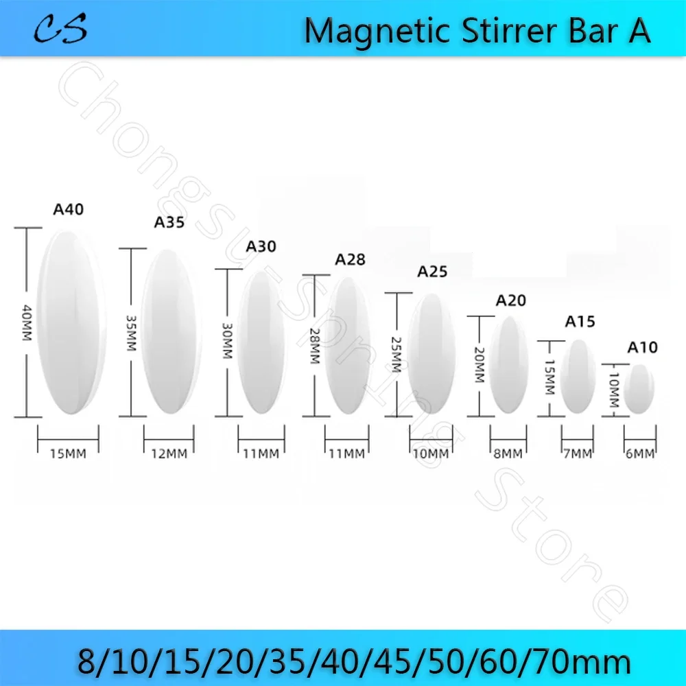Magnetic Stirrer Bar 8/10/15/20/35/40/45/50/60/70mm PTFE Magnetic Stirrer Mixer Stir Bars No Burrs for Laboratory Experiment