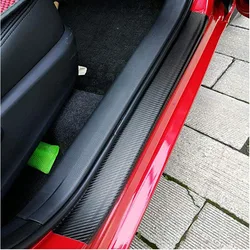 Protetor do peitoril da porta do carro Scuff Plate Adesivos de fibra de carbono Tampa Door Anti Scratch para carros, SUV, caminhão, captador, 4pcs