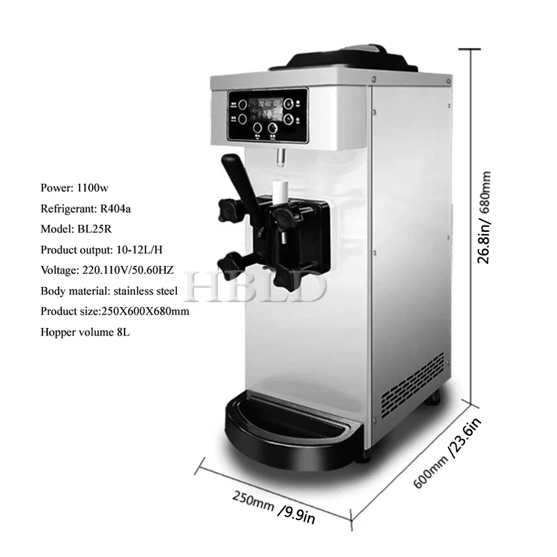 Voll automatische Soft eismaschine mit eingebautem Kompressor und Touch-Button-Süßkegel automat