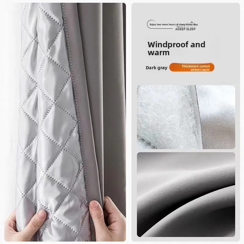 

Modern Curtains for Living Dining Room Bedroom Soundproof Cotton Linen Blackout Thickened Insulation Curtain Window Custom