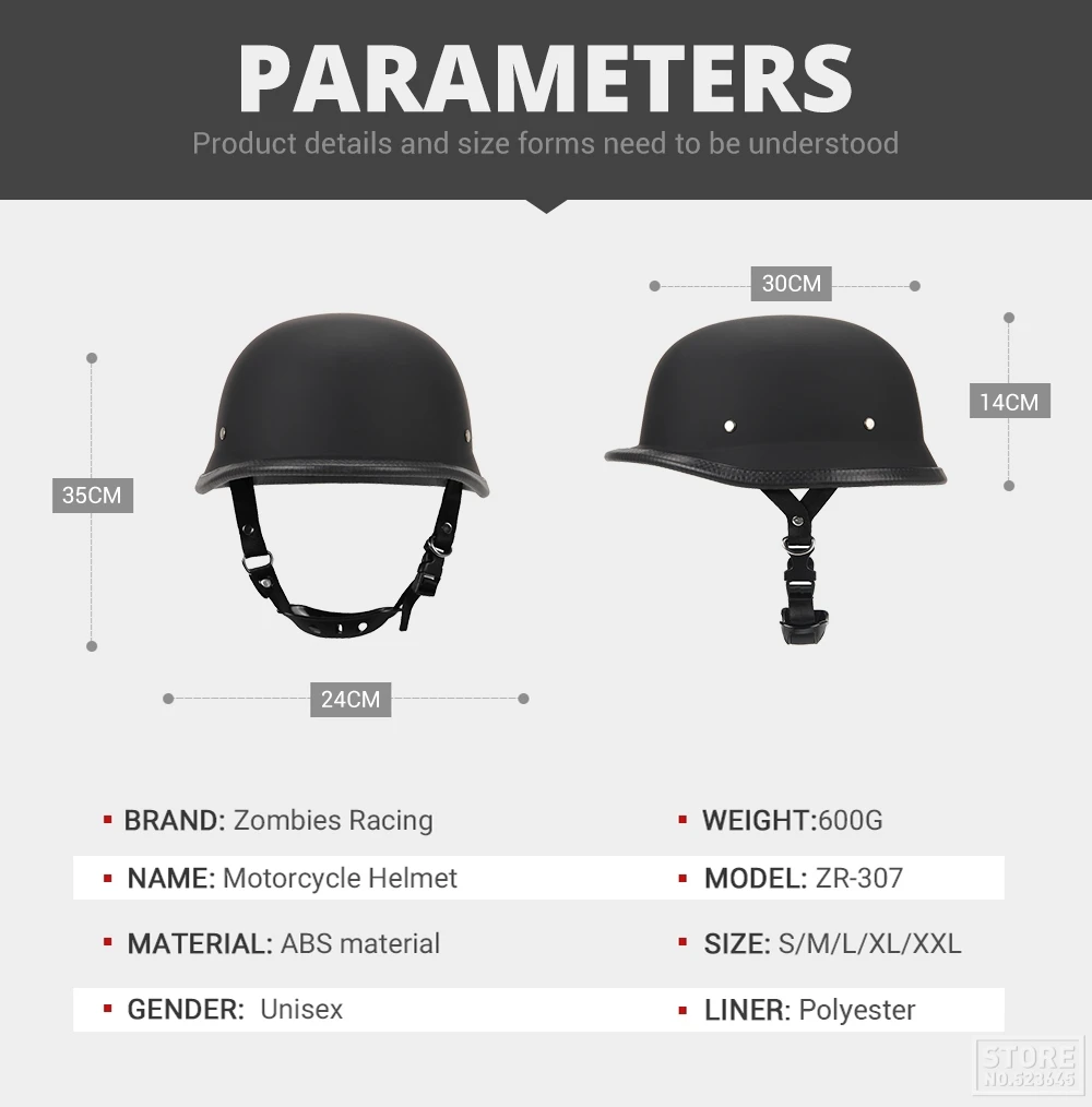 Motorrad Halbhelm Deutscher Leder Vintage Helm Casco Moto Motorrad Jethelm Biker Pilot DOT Zertifizierung S-XXL – Detail 3