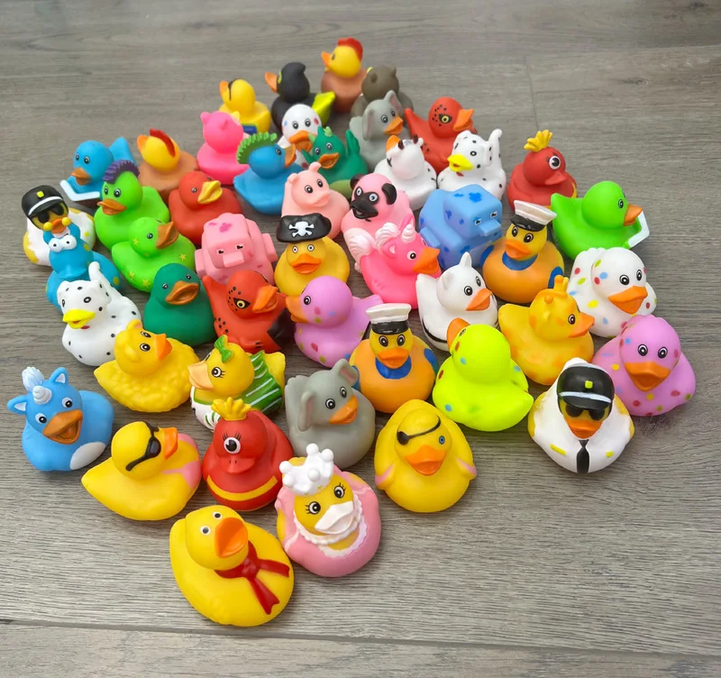 5-50 PCS Kids Christmas Rubber Ducks Bath Toys Boys Girls Christmas Decor Gifts Kids Holiday Toy Gifts Cake Decorations