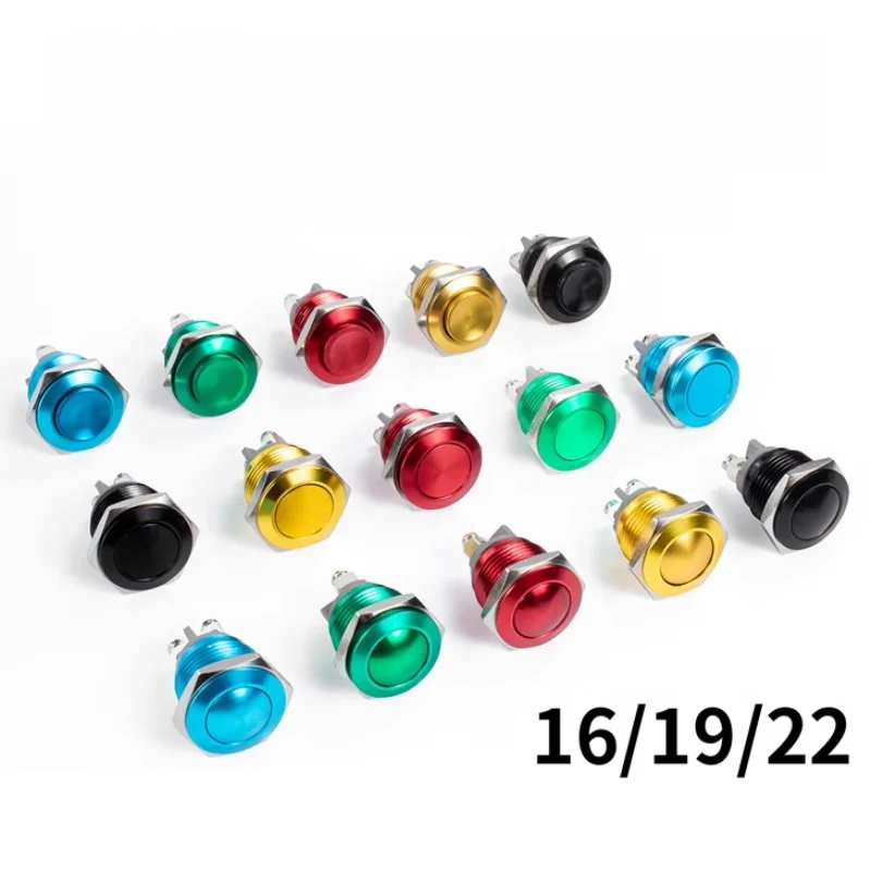 16/19/22mm Metal Pushbutton Switches with Fully Oxidized Screwed and Soldered Feet Multi-color Self-resetting Toggle Switch