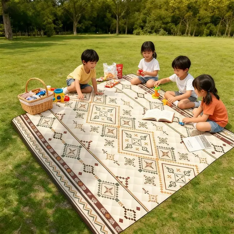 

Коврик для кемпинга на открытом воздухе, коврик для пикника с мультяшным рисунком, туристический коврик в этническом стиле, коврик для пикника, теплоизоляционный коврик для пола в помещении