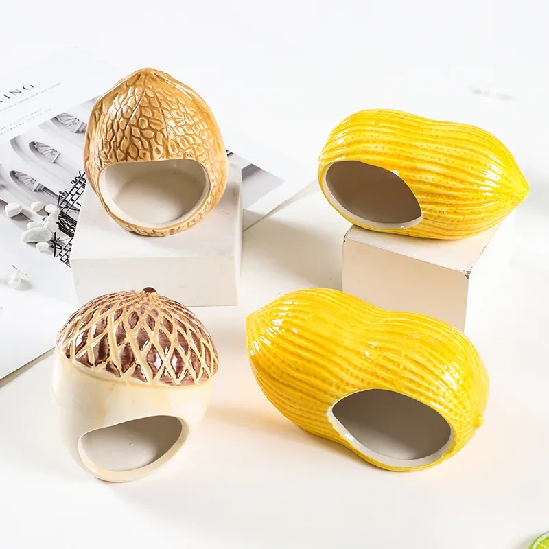 Hamster Ceramic Nest Summer Cooling Air Conditioning Room Pet Hiding Sleep Ceramic Nest Creative Nut Hamster Nest Accessories