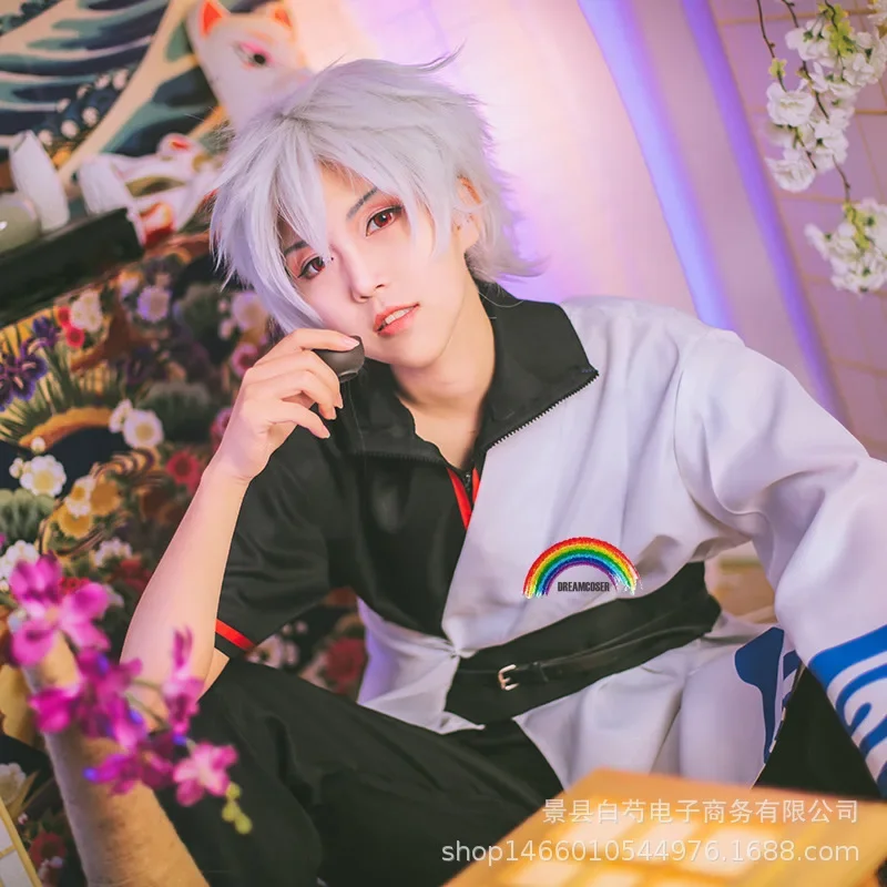 Anime Gintama Cosplay Kostüme Sakata Gintoki Cosplay Kostüm Kimono Halloween Karneval Party Silver Soul Cosplay Kostüm Perücken