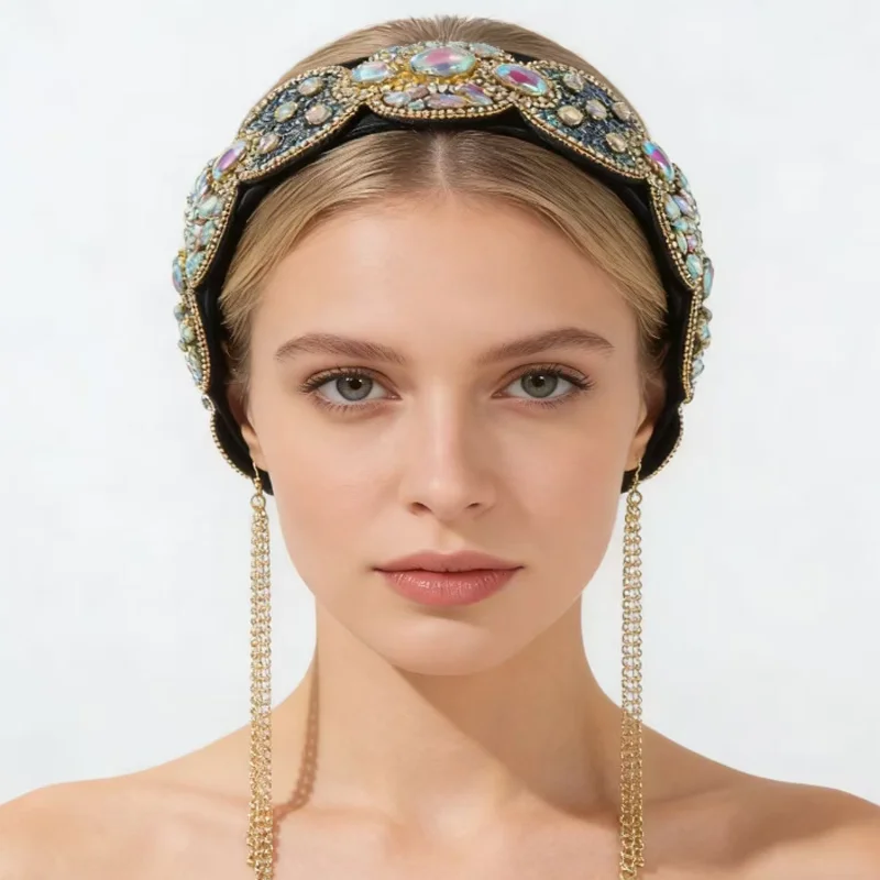 Vintage Baroque Full Diamond Headband Super Flash Ball Banquet Hair Accessories Super Flash Hair Decorate Women Hairbands