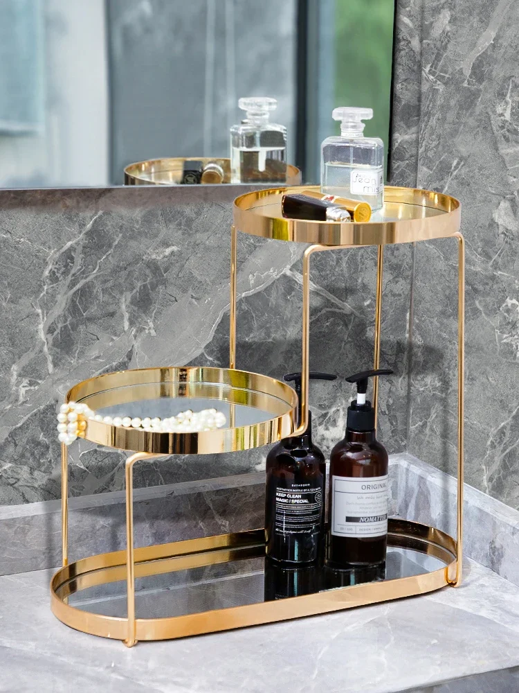 Nordic light luxury style multifunctional three-layer shelf for bathroom storage, home decoration and ornaments