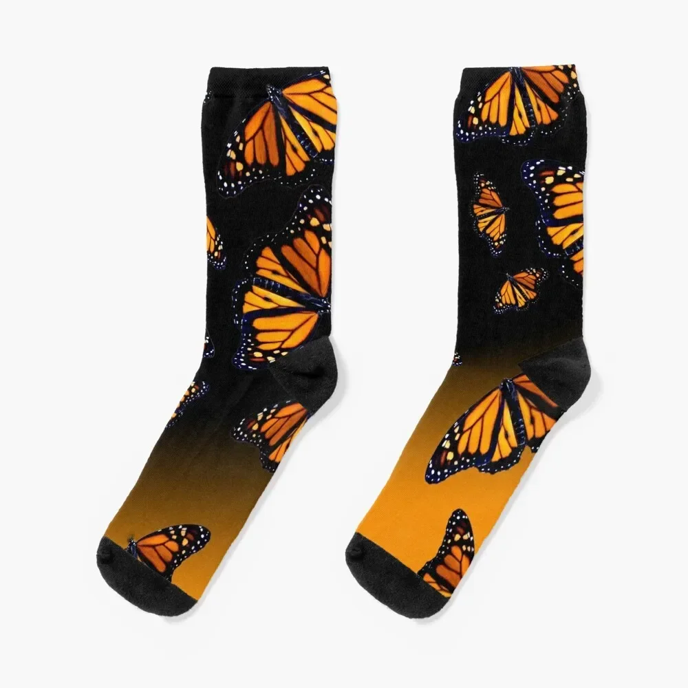 

orange monarch butterflys Socks ankle fashionable Crossfit Luxury Woman Socks Men's