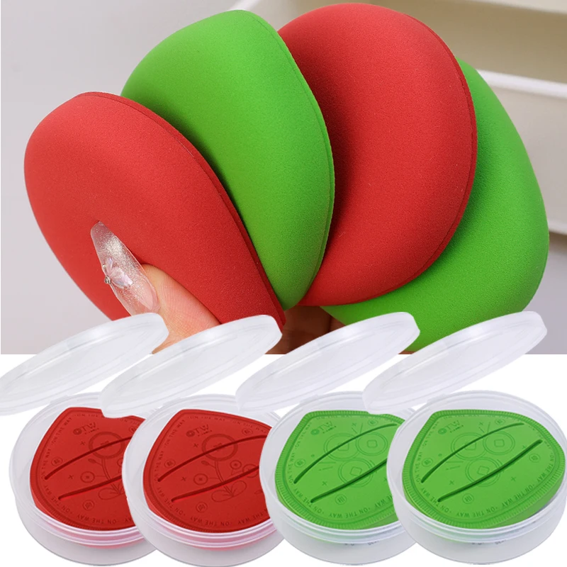 Soft Thick Cosmetics Puff with Storage Box 5PCS Wet Dry Use Concealer Foundation Makeup Sponge Large Red Green Powder Puff Tools