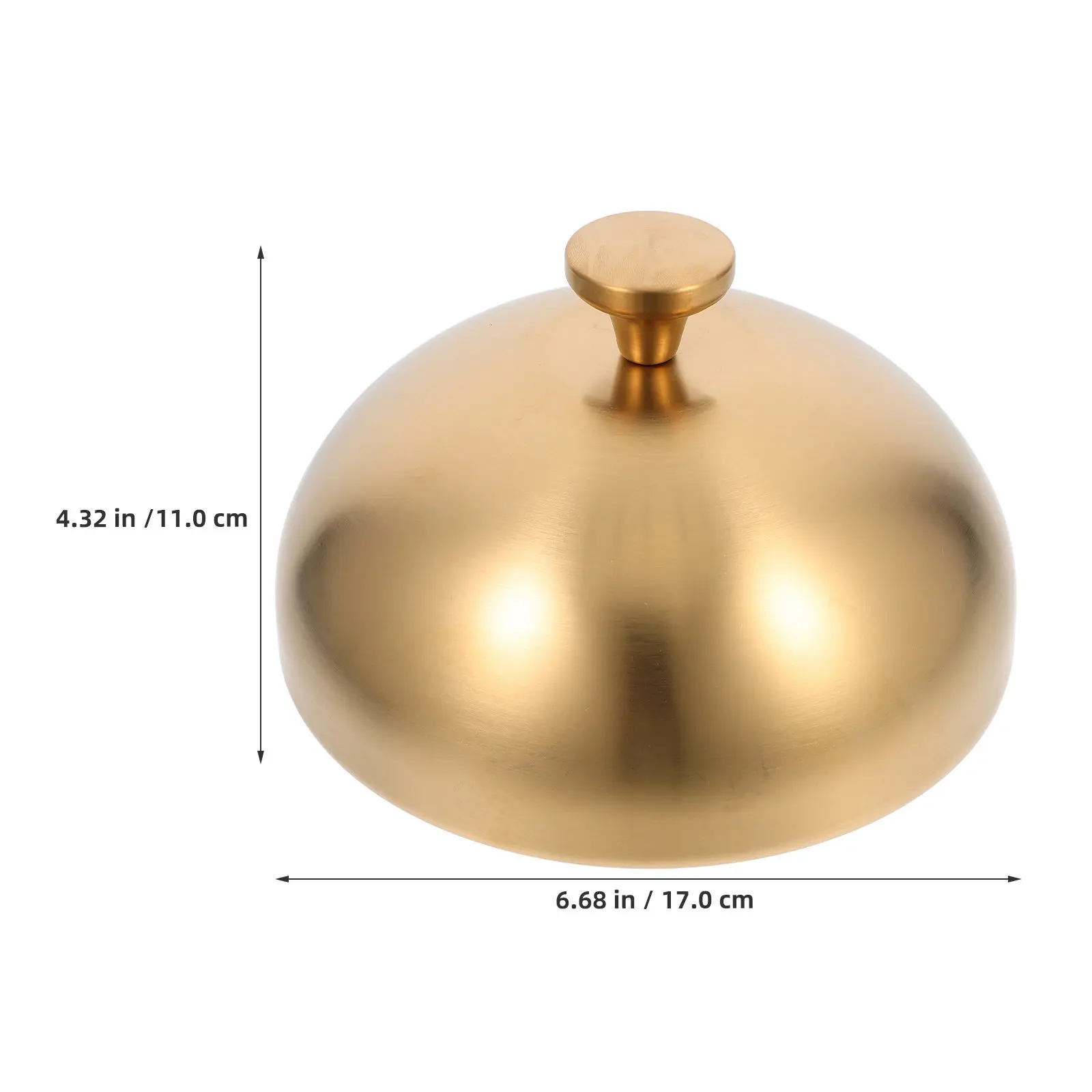 Gold Stainless Steel Dish Dome Cover 6.68inch 17Cm Round Heat Retention Lid for Burger Cooking Sandwich Serving Dessert Warming