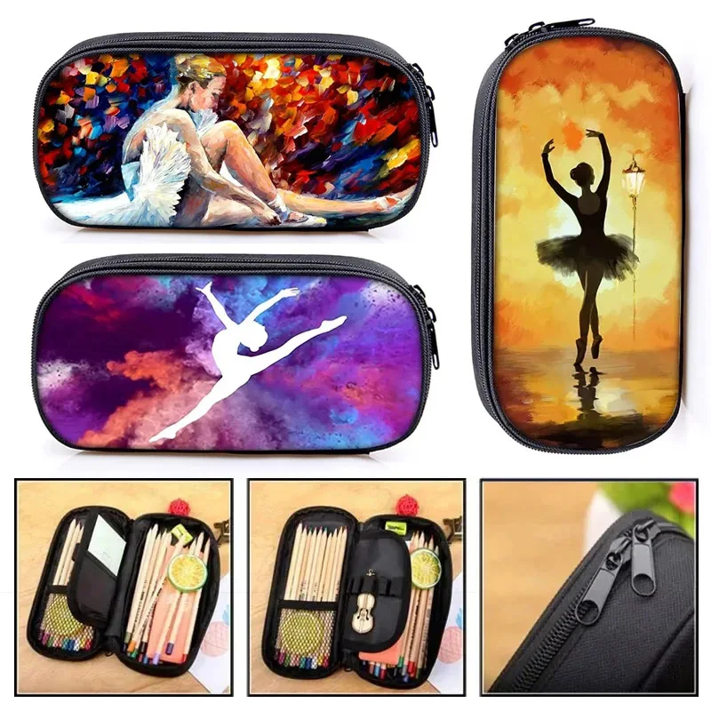 

Ballet / Gymnastics Print Cosmetic Cases Stationary Bag for Teenager Girls Ballet Dancer Pencil Box Storage Bags School Supplies