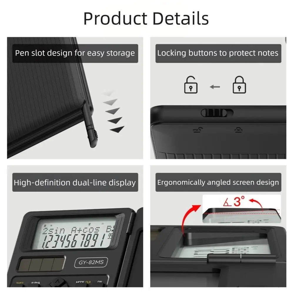 

6.5-inch Writing Tablet 82MS Scientific Calculator 2-In-1 Foldable 82MS 240 Function Writing Tablet Math Calculator