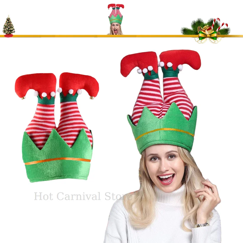 

2026 Christmas New Product Decorations Creative Stripes Funny Red Pants Hat Long Plush Holiday Red Velvet Hat