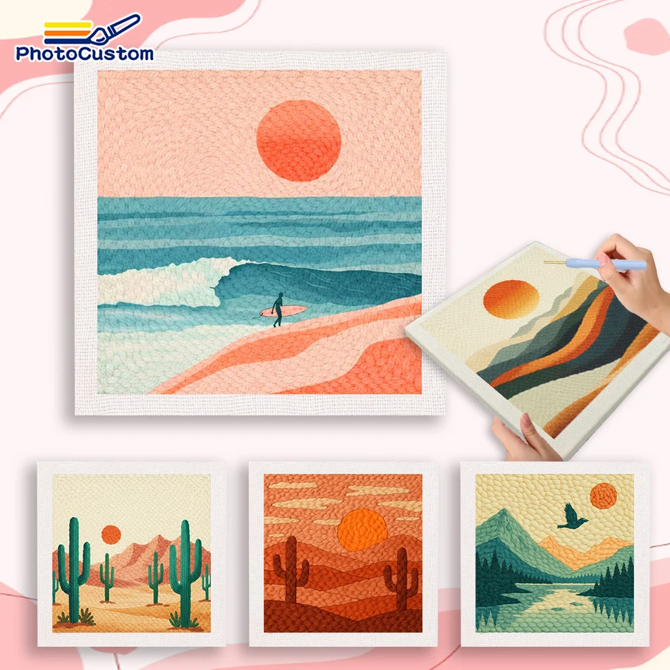 

Наборы игл для перфорации на заказ, настенные художественные наборы для изготовления «сделай сам», пейзажные монахи, ткань для перфорации, иглы, абстрактные хобби для взрослых