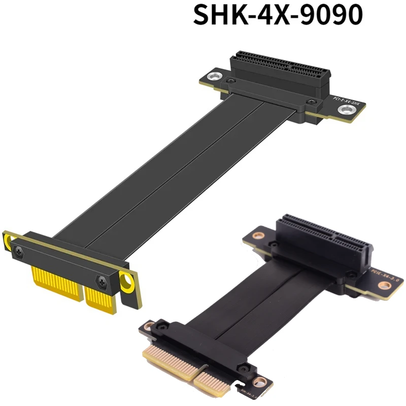 

Переходник PCIE X4, двойной 90 градусов, правый угол, PCIe 3,0x4 до x4, стандартный PCI Express 4X, графическая карта, ленточный адаптер