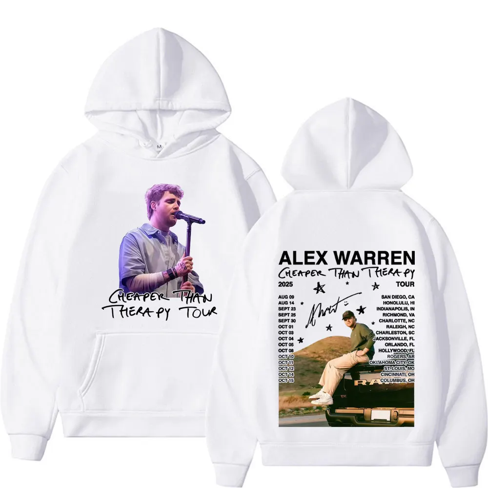 Alex Warren Cheaper Than Therapy Tour 2025 Pullover Men's Clothing Oversized Loose Hoodie Unisex High Quality Classic Sweatshirt
