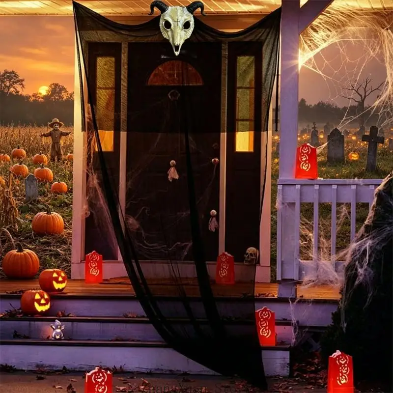 Halloween-Totenkopf-Party-Display zum Aufhängen für Eingangsbereich und Fensterdekoration, 3 x – Detail 3