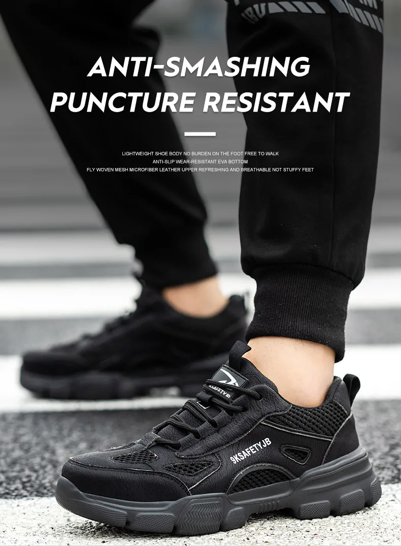 Arbeits schuhe hohl atmungsaktiv Stahl Zehen stiefel leichte Sicherheits arbeits schuhe rutsch fest für Männer Frauen männliche Arbeit Sneaker – Detail 9