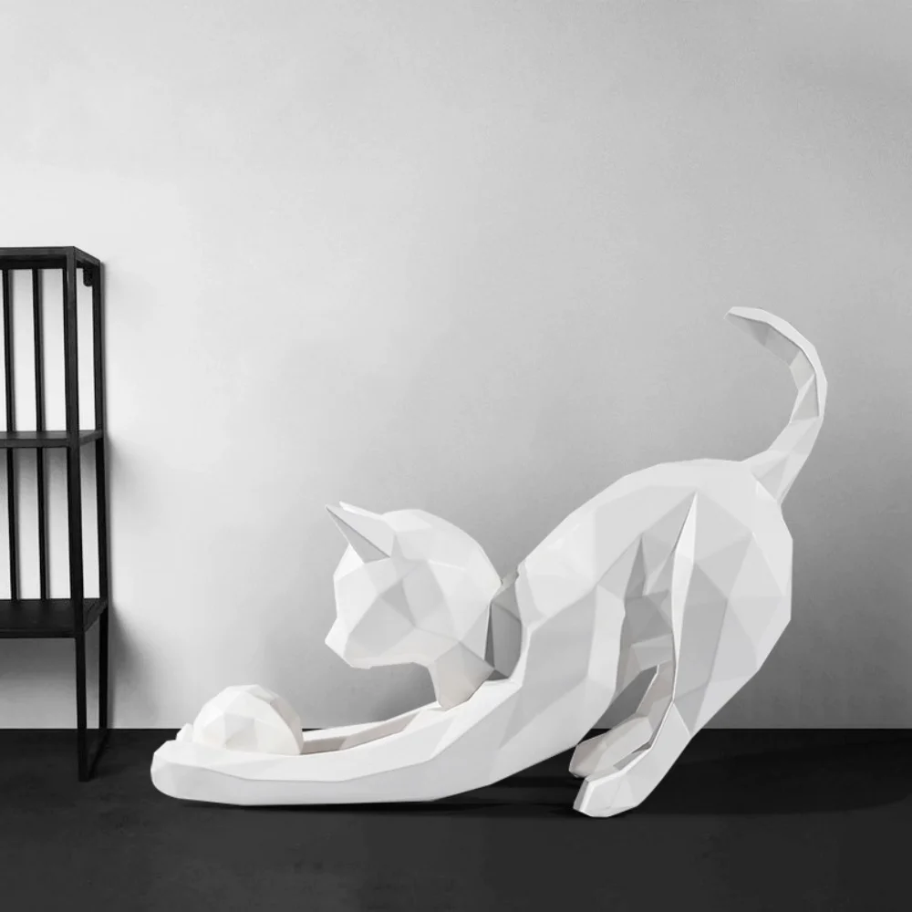 

※a Modern Art Cat Garden Statue Fiberglass Sculpture Fabrication for Indoor Outdoor Yard Decor